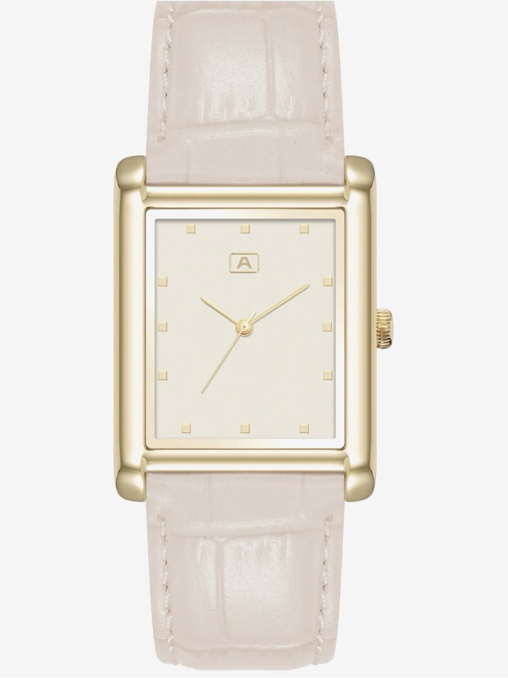 Armitron Gold-Tone Rectangular Watch with Cream Strap